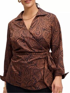 NWT Foxcroft Plus Paisley Jacquard Wrap
Top Women’s Brown/Black Size 2X